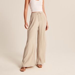 Abercrombie Crinkle Textured Pull-On Wide Leg Pant XS Short